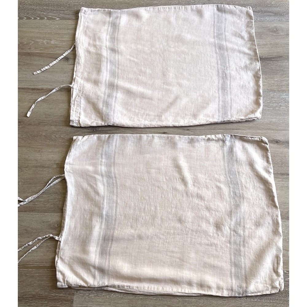 Restoration Hardware Standard Linen Pillow Shams Set Of 2 Natural Beige European